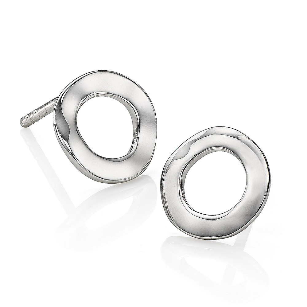 in the Round Silver Stud Earrings