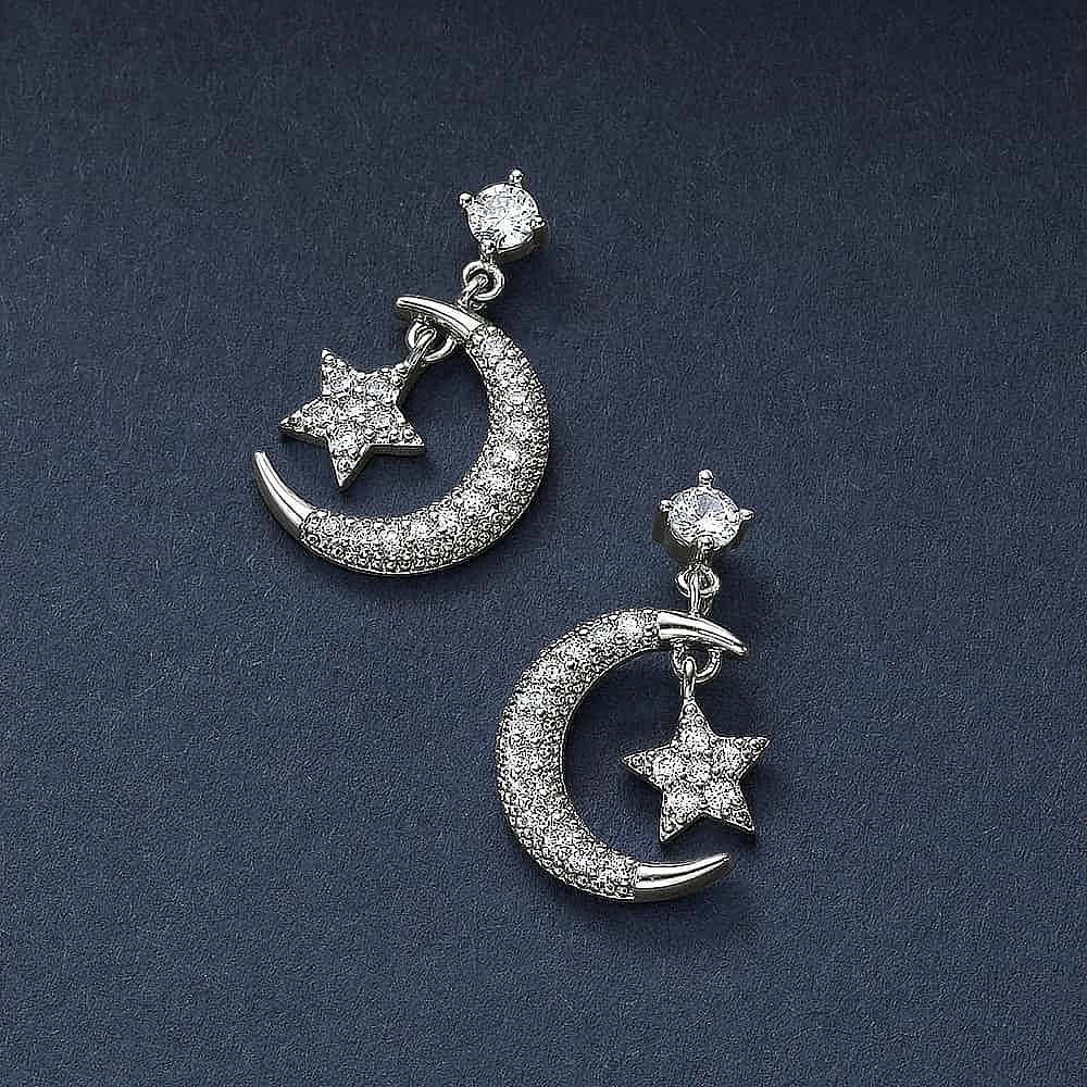 Over the Moon Silver Earrings