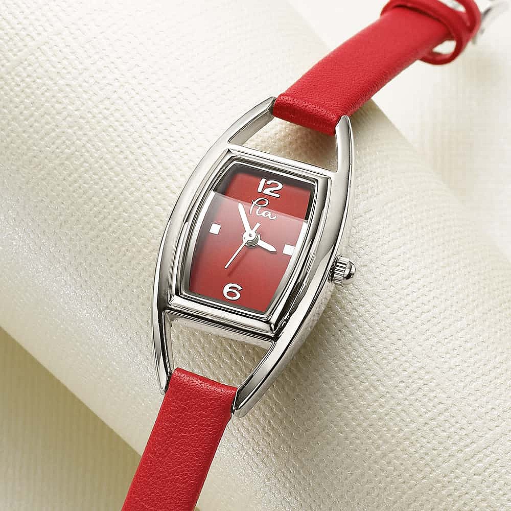 The Time is Now Red Leather Watch