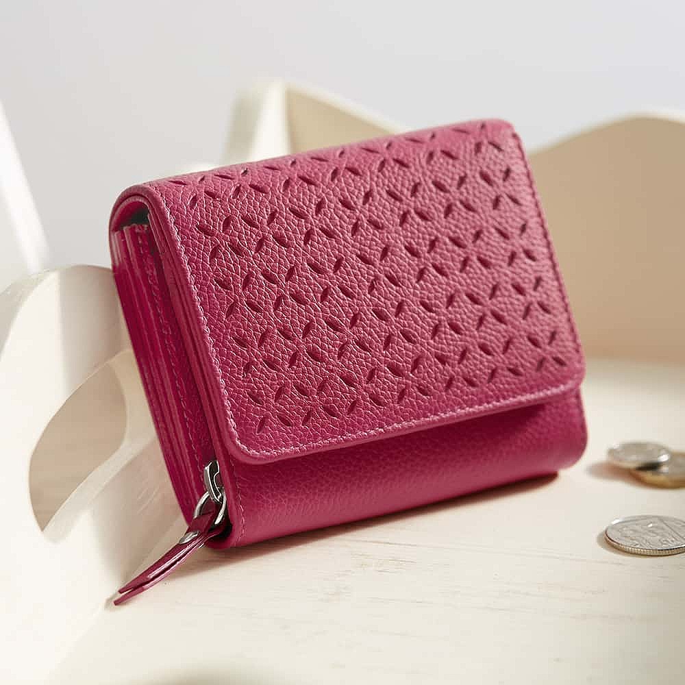 Here for Hibiscus Leather Purse