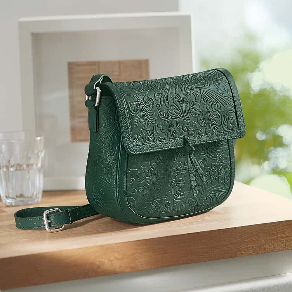 Gravitate to Green Leather Cross-Body Bag