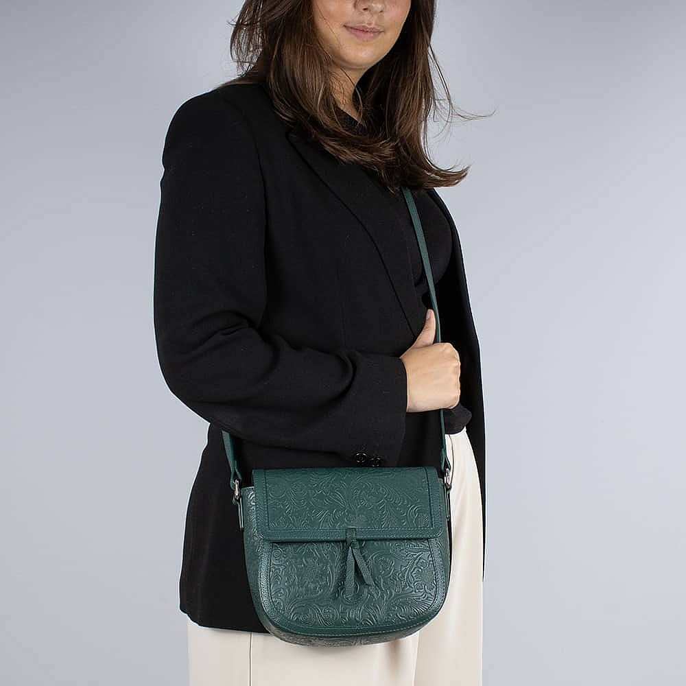 Gravitate to Green Leather Cross-Body Bag