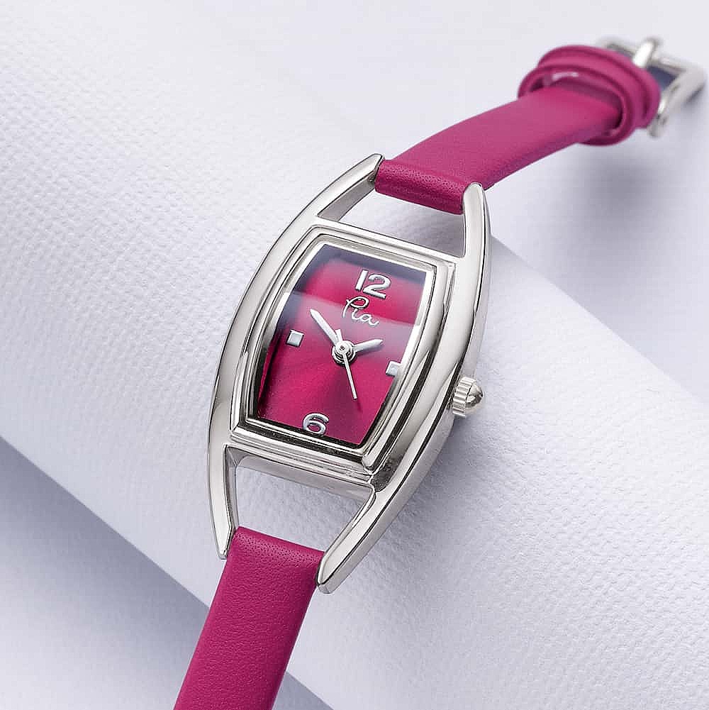 The Time is Now Fuchsia Leather Watch