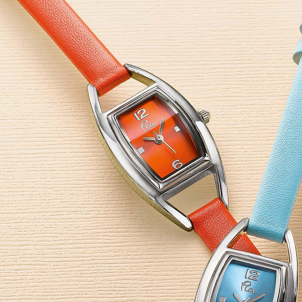 The Time Is Now Orange Leather Watch