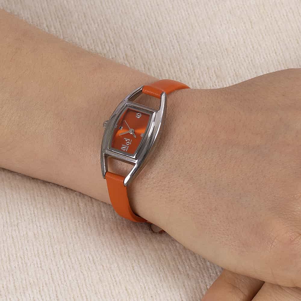 The Time Is Now Orange Leather Watch