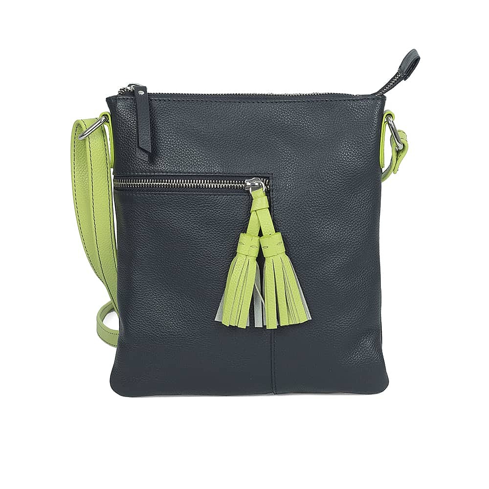 Bold Moves Navy Leather Cross-Body Bag