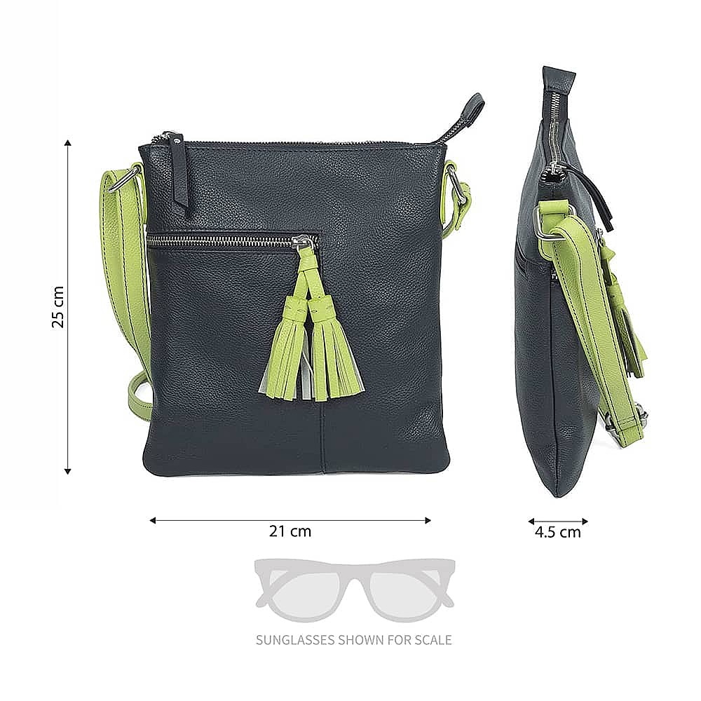Bold Moves Navy Leather Cross-Body Bag