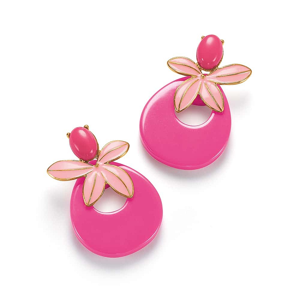 Pop of Pink Floral Earrings