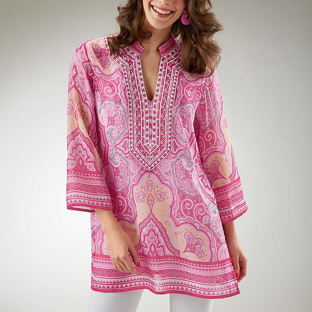 pink and white tunic