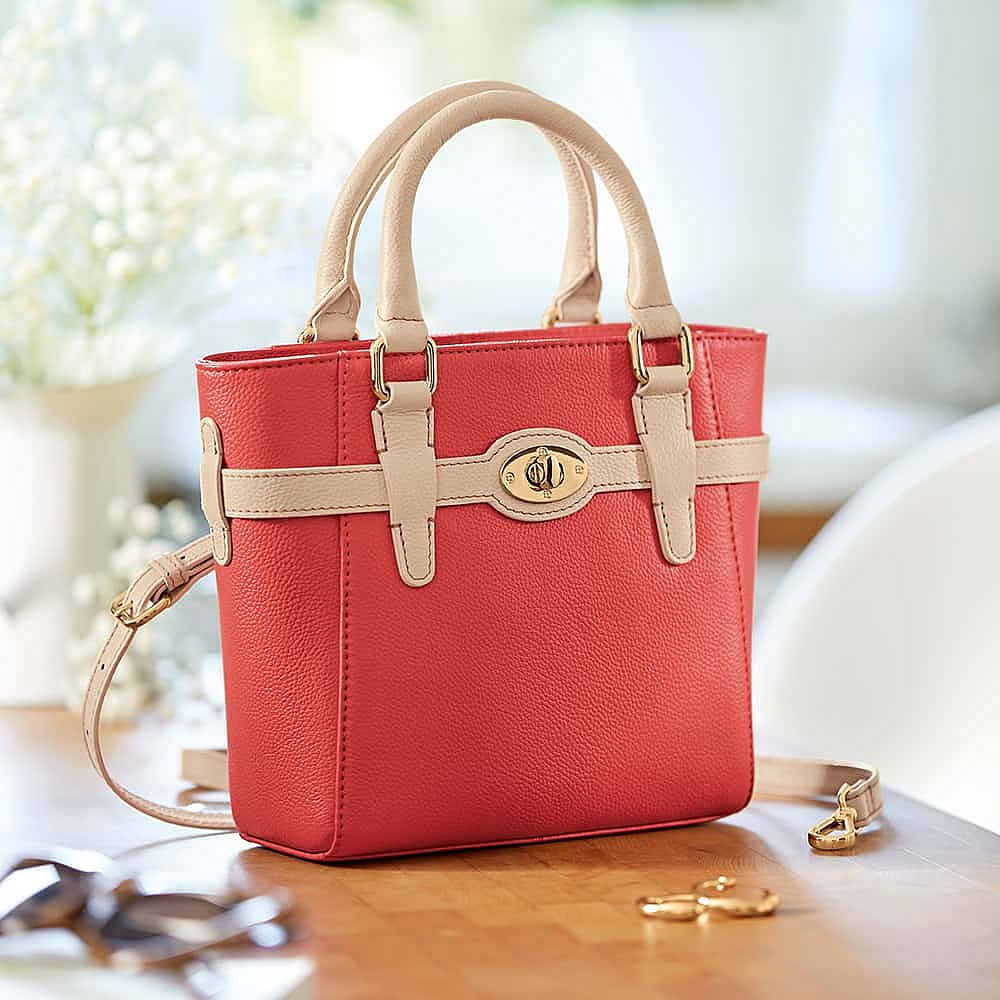 Carefree Coral Leather Mini Tote Bag