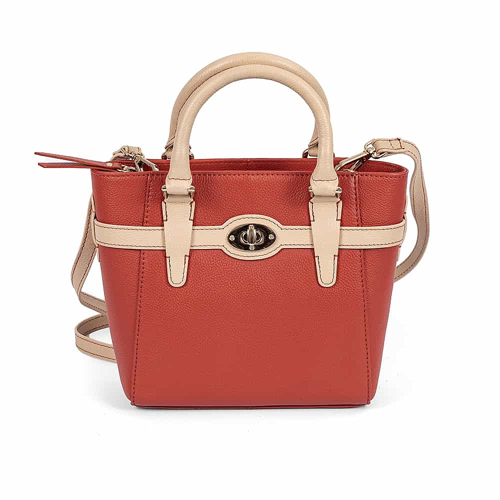 Carefree Coral Leather Mini Tote Bag