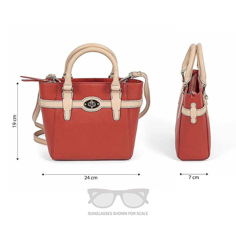 Carefree Coral Leather Mini Tote Bag