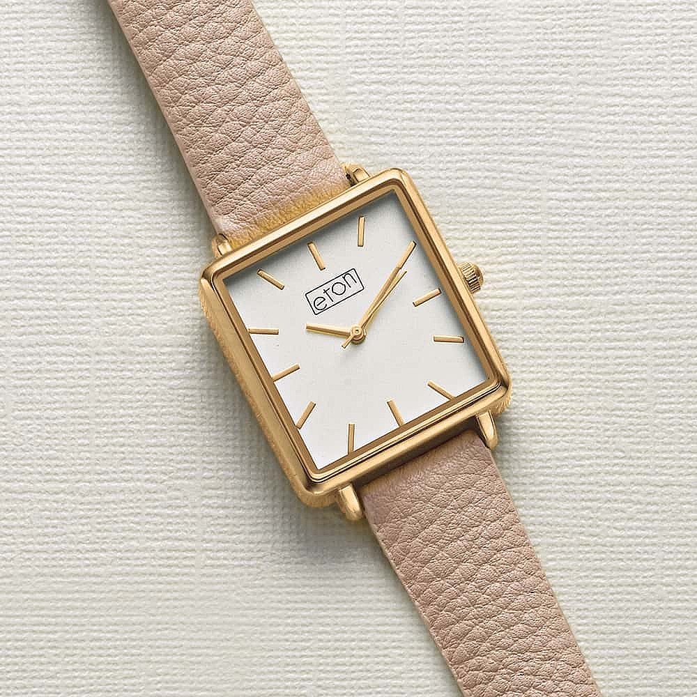Skip a Beat Beige Faux Leather Watch