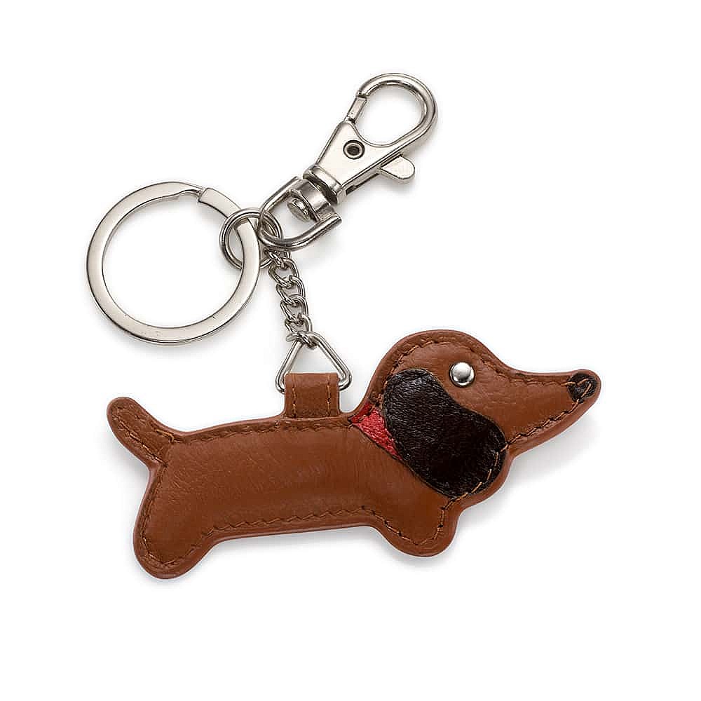 Dutiful Dachshund Leather Keyring