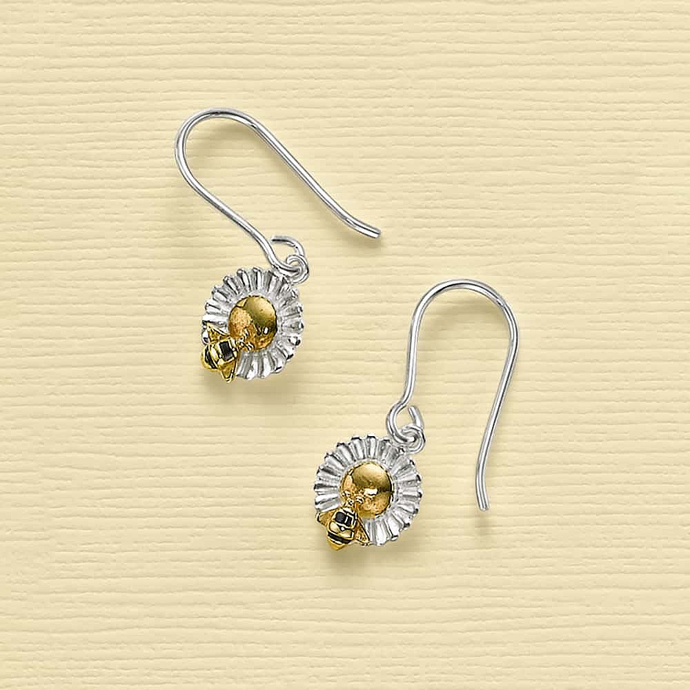 Bee in Bloom Silver Earrings