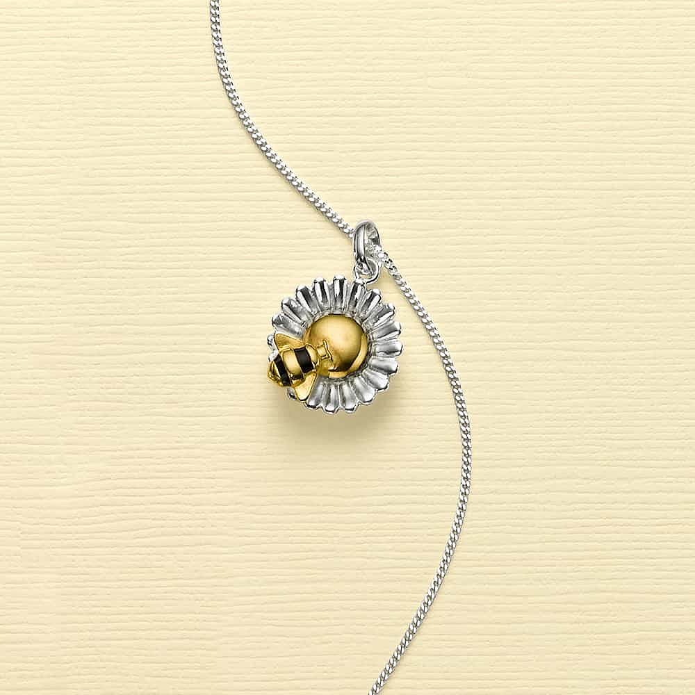 Bee in Bloom Silver Pendant