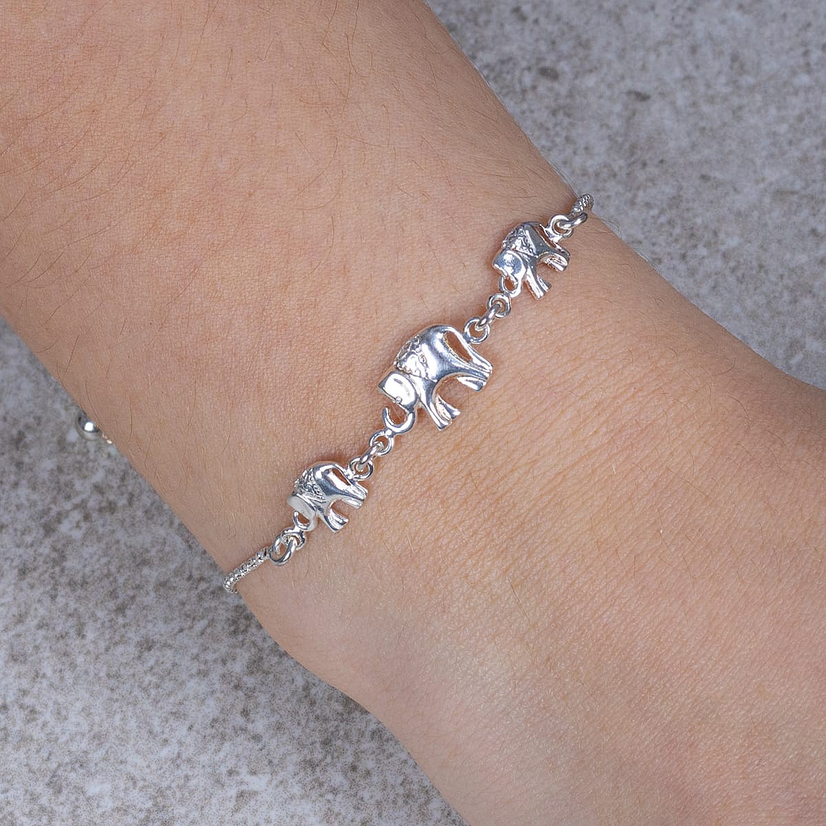 Wise Trio Silver Elephant Bracelet