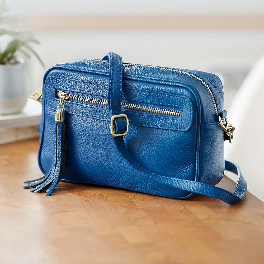 Intrepid Azure Leather Cross-Body Bag