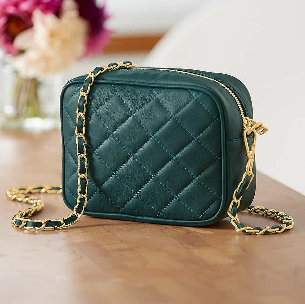 In the Detail Teal Leather Cross-Body Bag