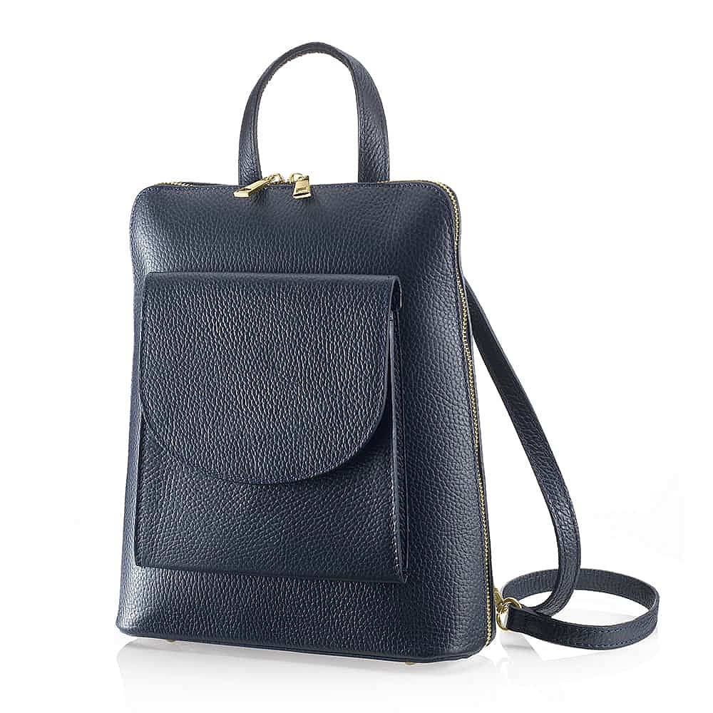 Now or Never Navy Leather Backpack