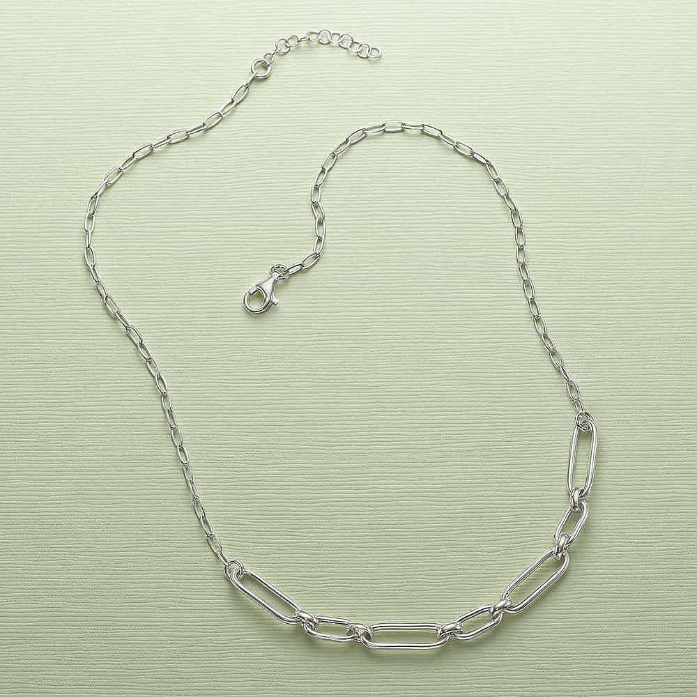 Elegant Ellipse Silver Necklace