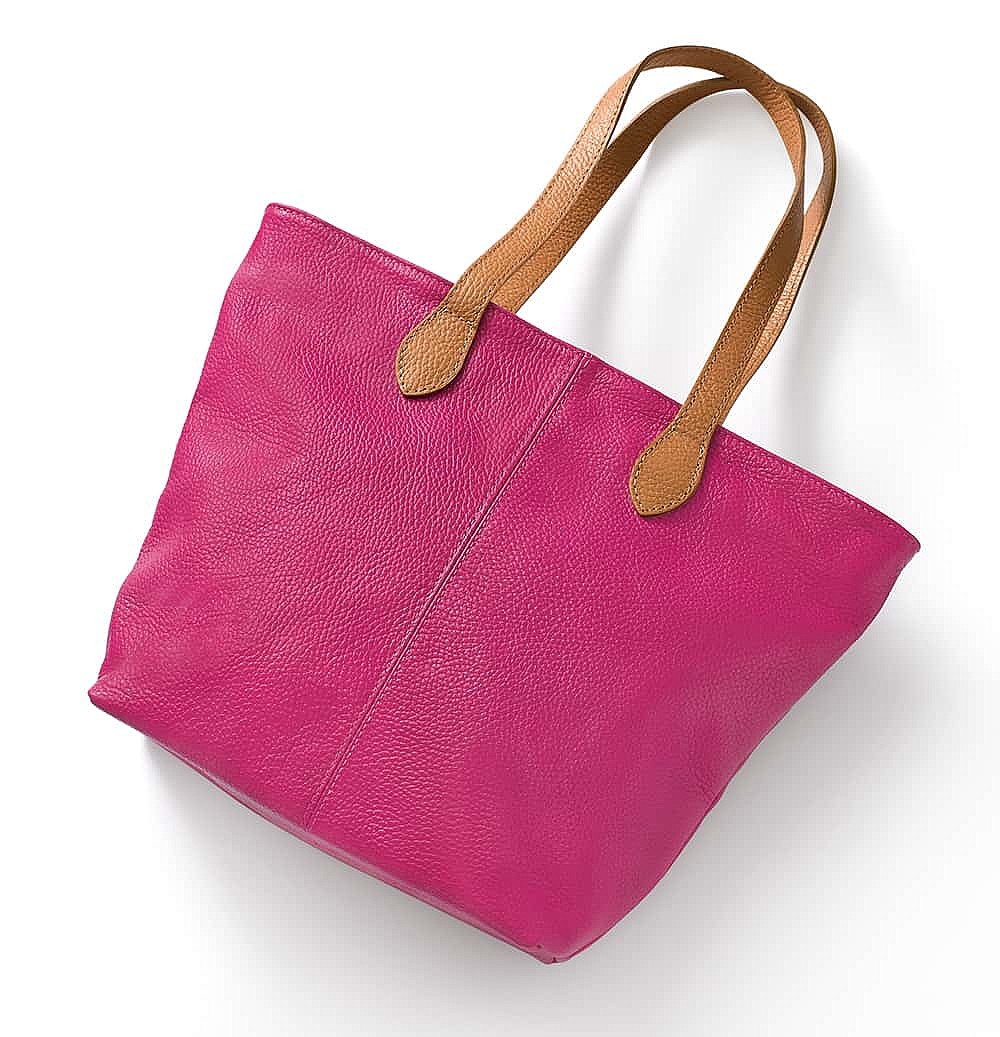 Around Town Fuchsia Leather Tote Bag
