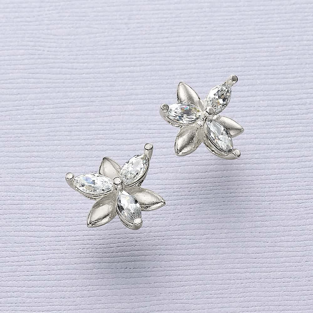 Pure Petals Silver Stud Earrings