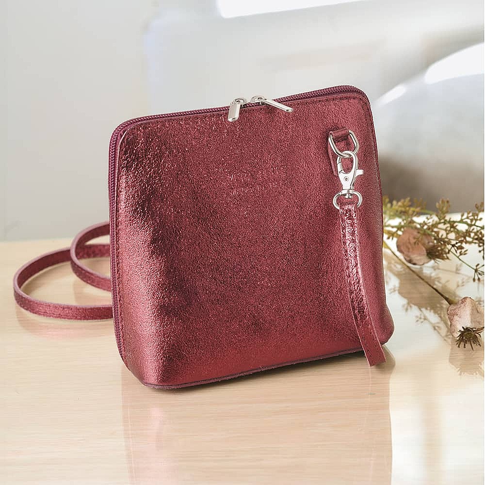 Captivate In Cranberry Leather Cross-Body Bag