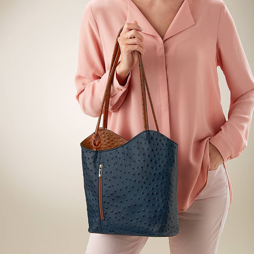 Open To Change Navy Leather Bag Pia Jewellery
