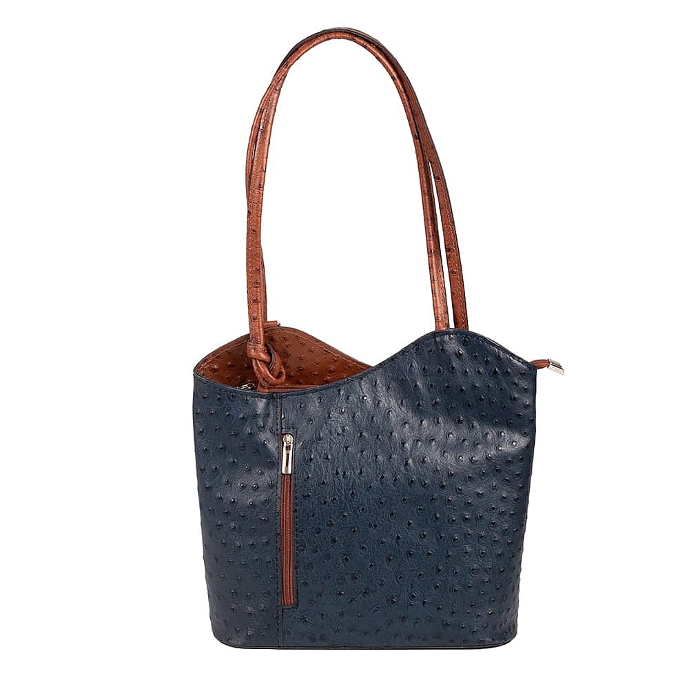 Open To Change Navy Leather Bag