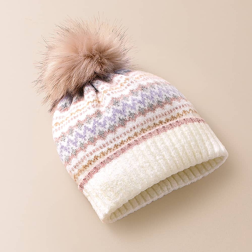 Softly Shimmer Pompom Hat