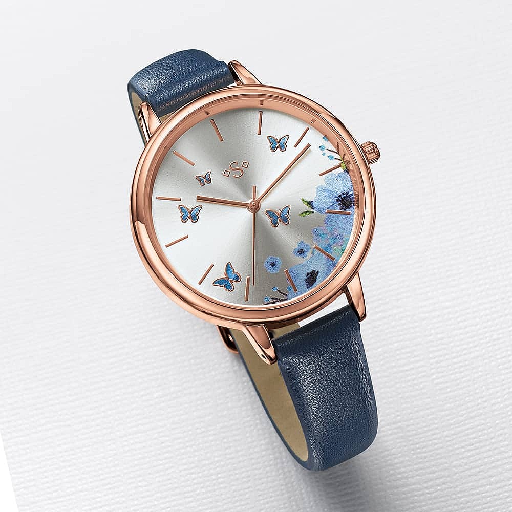 In The Air Navy Vegan Leather Watch