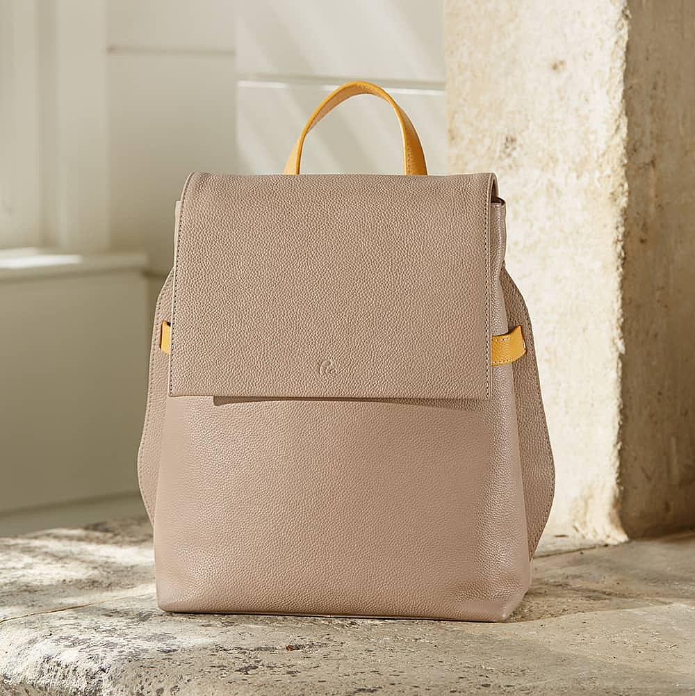 Taupe leather hotsell backpack