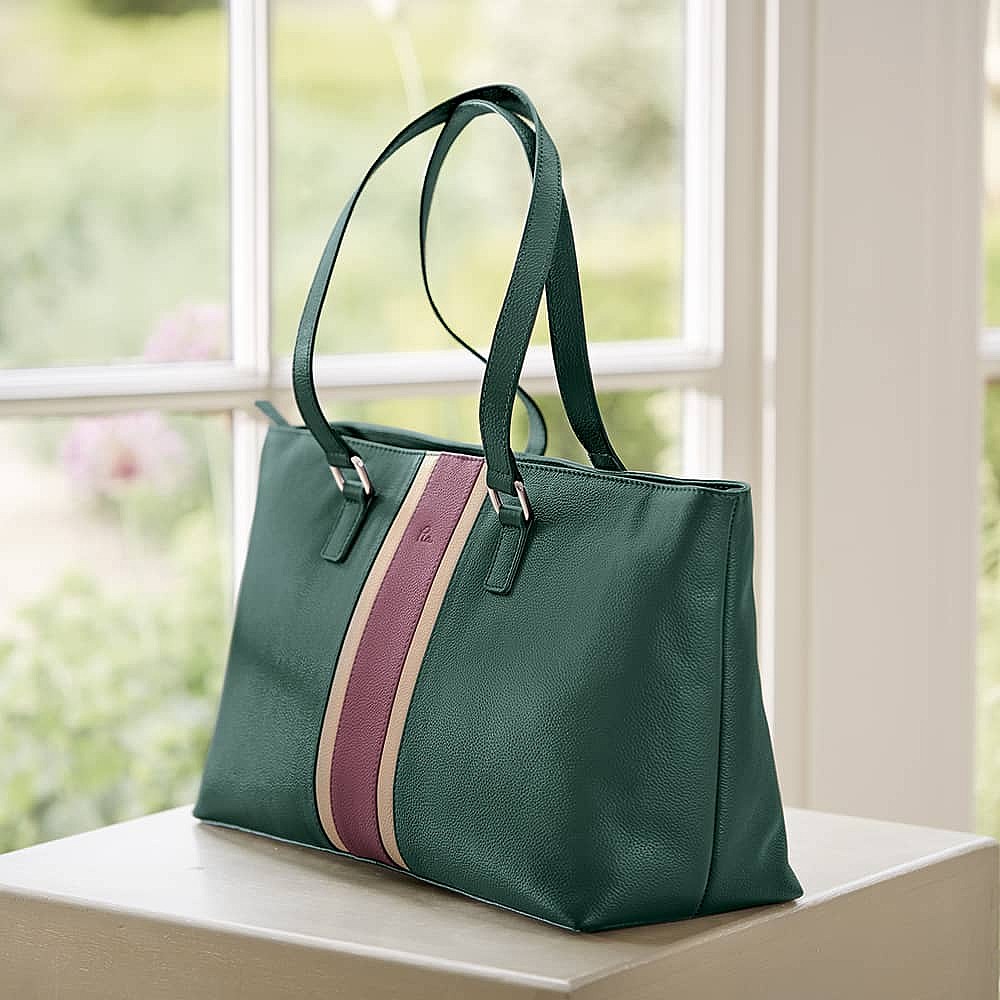 Between The Lines Leather Tote Bag