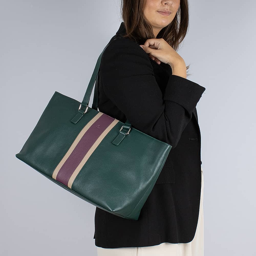 Between The Lines Leather Tote Bag