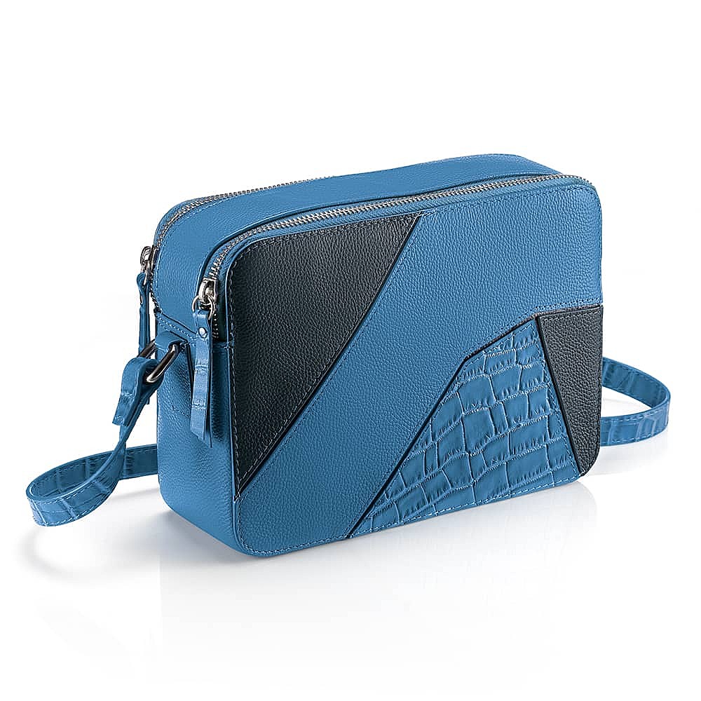 Begins With Blue Leather Cross-Body Bag