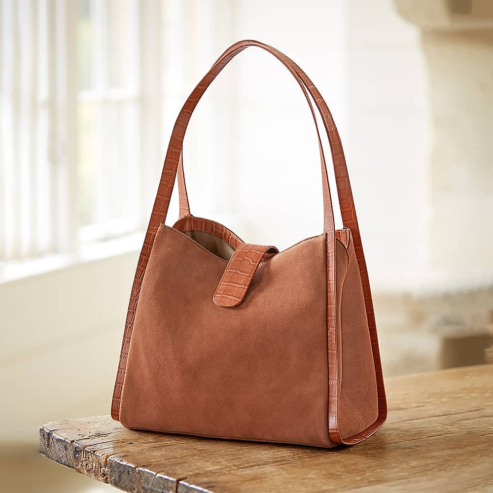 True To Tan Suede Shoulder Bag