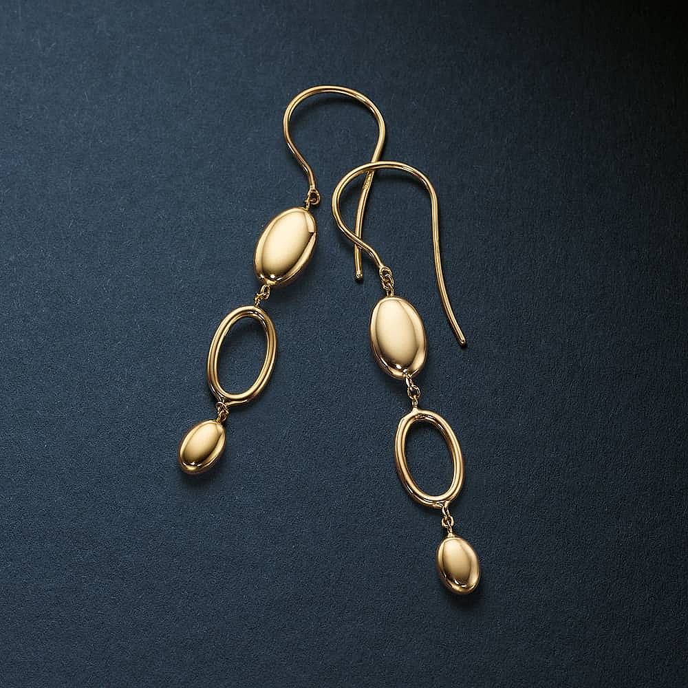 Elegant Ellipses Gold Earrings