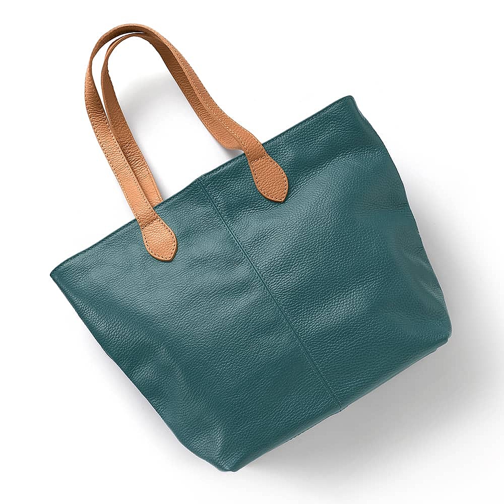 Around Town Teal Leather Tote Bag