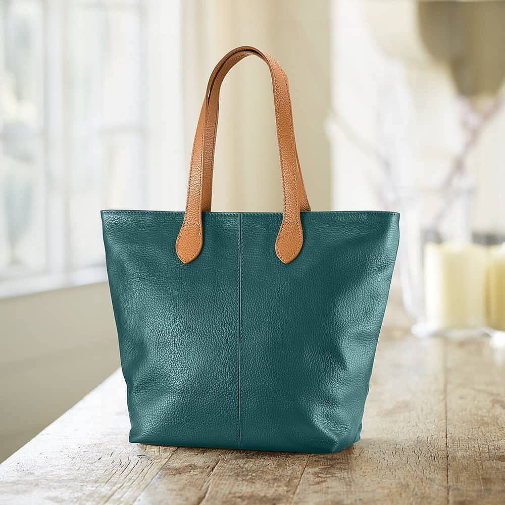 Around Town Teal Leather Tote Bag