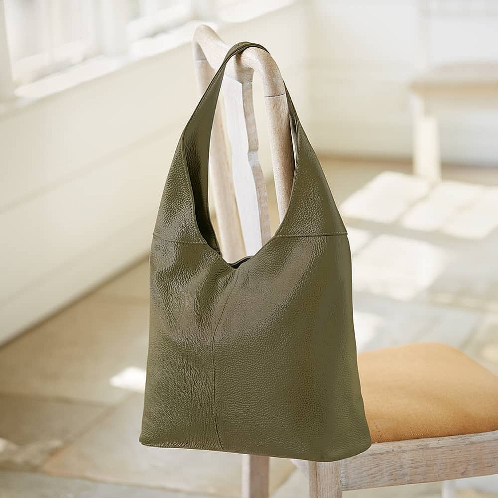 Olive Intentions Leather Slouch Bag