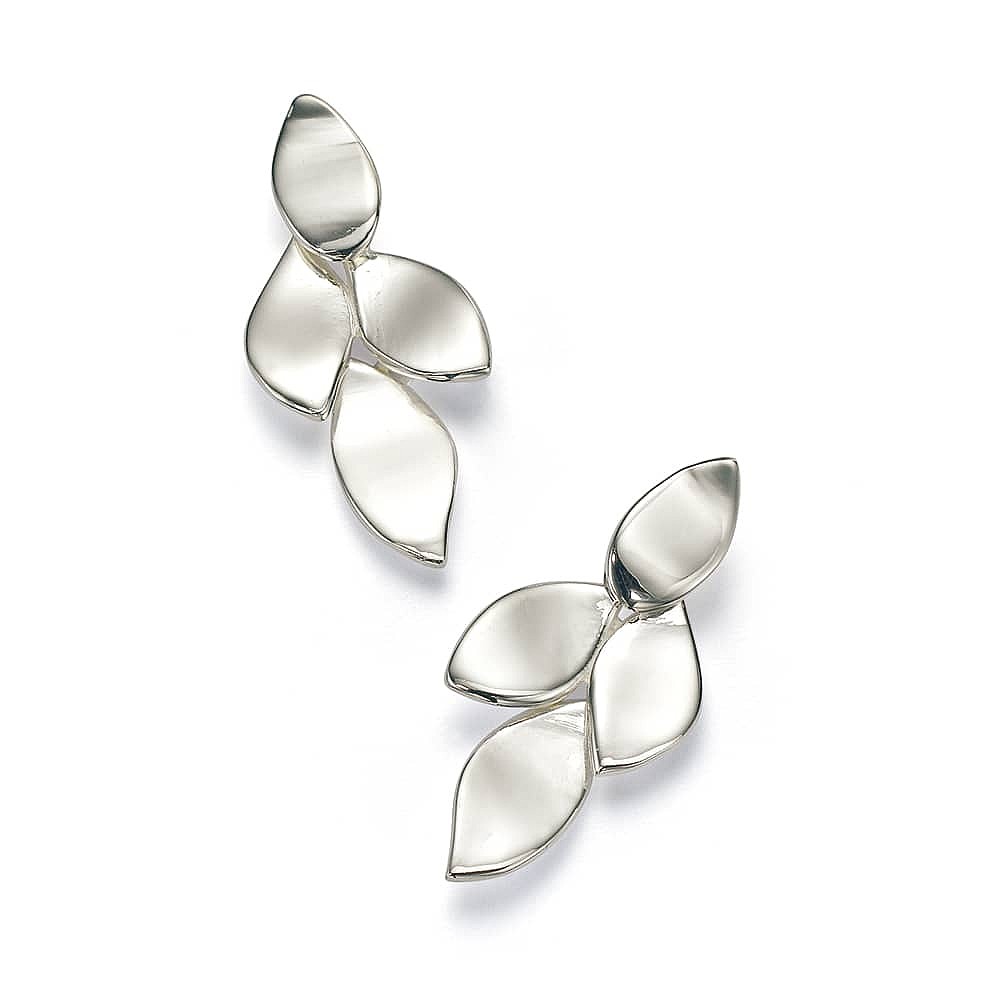 Polished Petals Silver Earrings