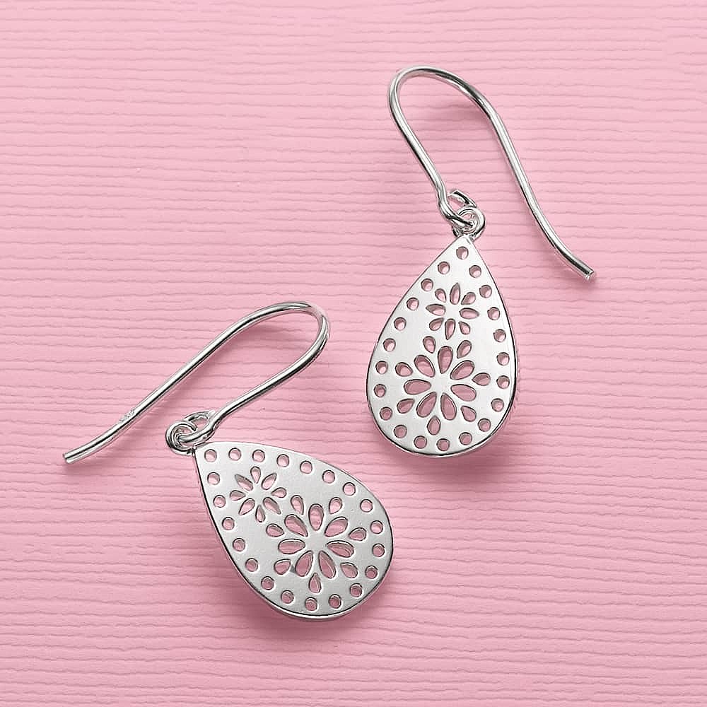 Punctuated Petals Silver Earrings