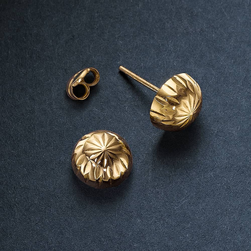 Detailed Domes Gold Stud Earrings