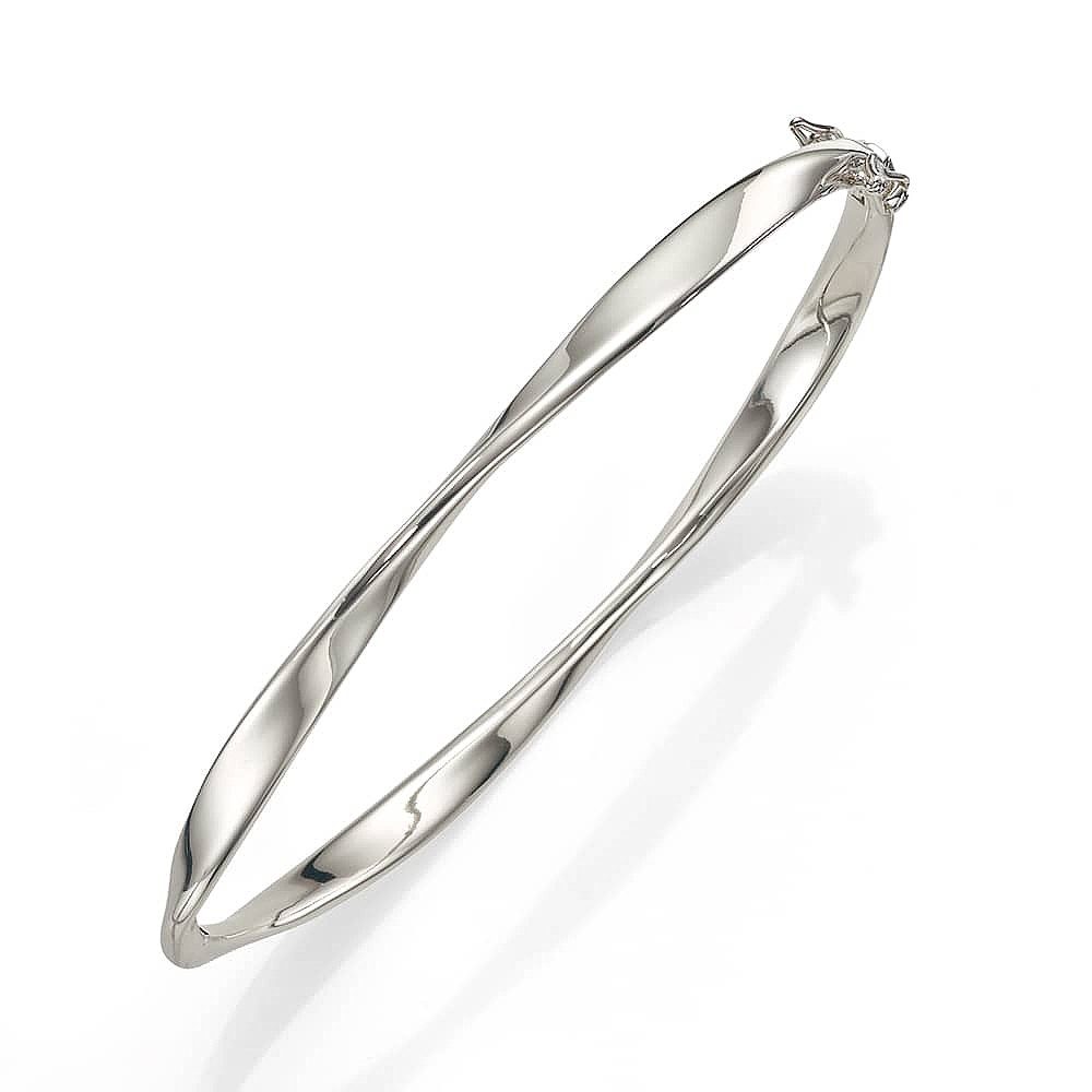 Reflective Ribbon Silver Bangle