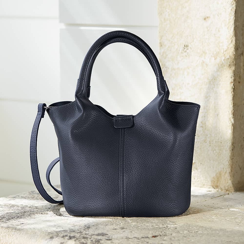 Navy For Now Vegan-Leather Mini Tote Bag