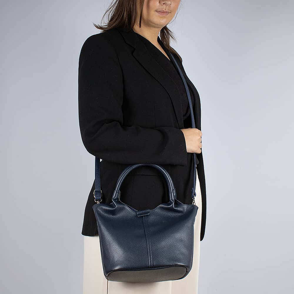 Navy For Now Vegan Leather Mini Tote Bag