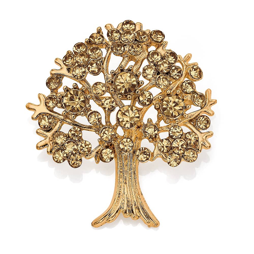 Burnished Branches Crystal Brooch