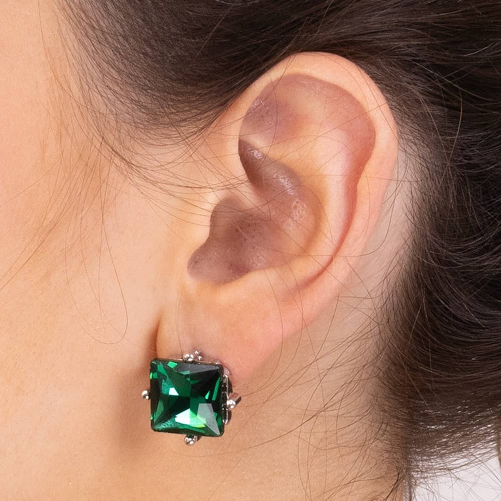 Green crystal stud earrings discount