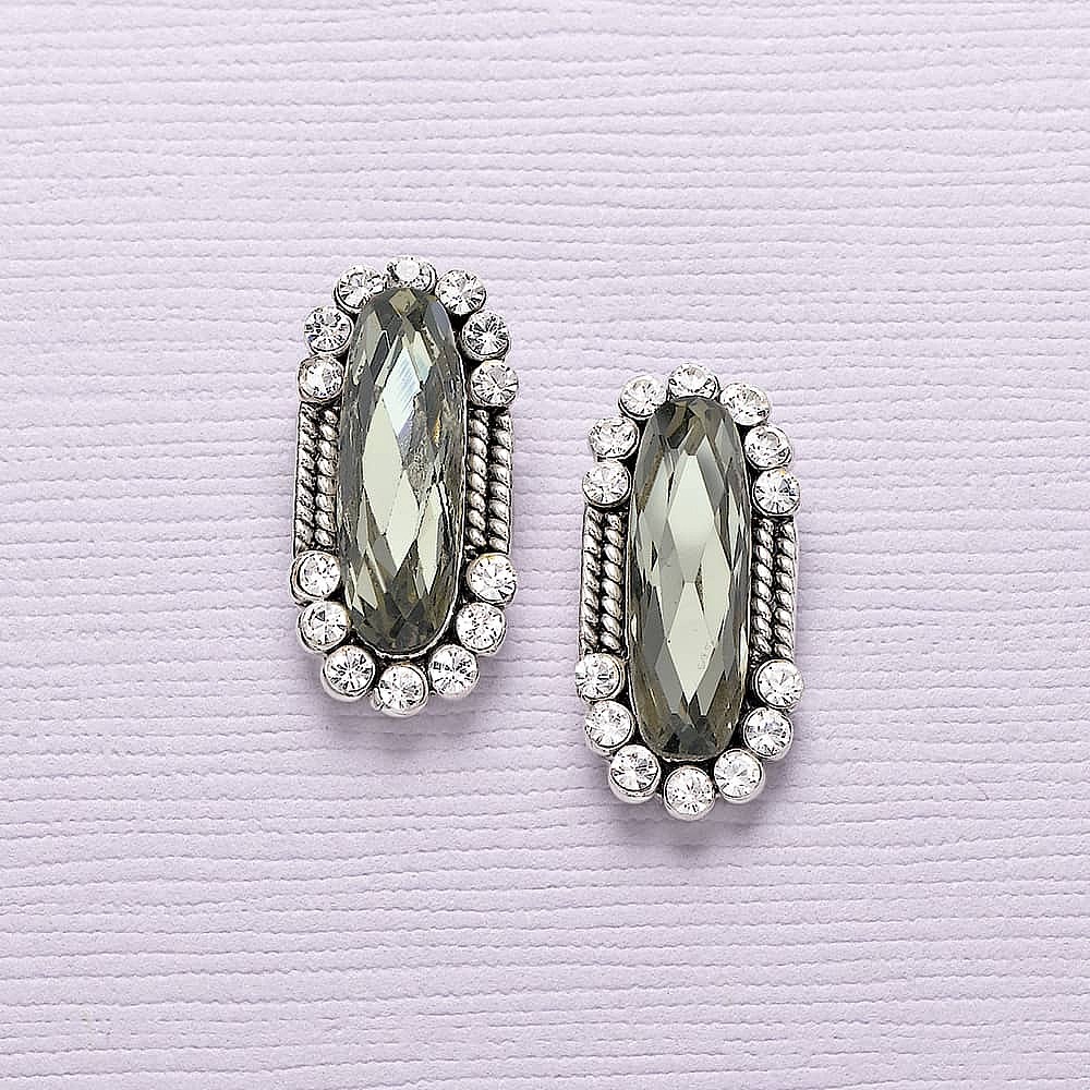 Smoky Sparkle Crystal Stud Earrings